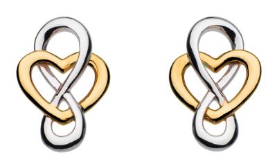 Sterling silver rose gold celtic looped heart stud earrings